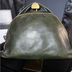 BORBONESE REDWALL BEAUTIFUL ITALIAN LEATHER SATCHEL #963912 EUC. OLIVE GREEN